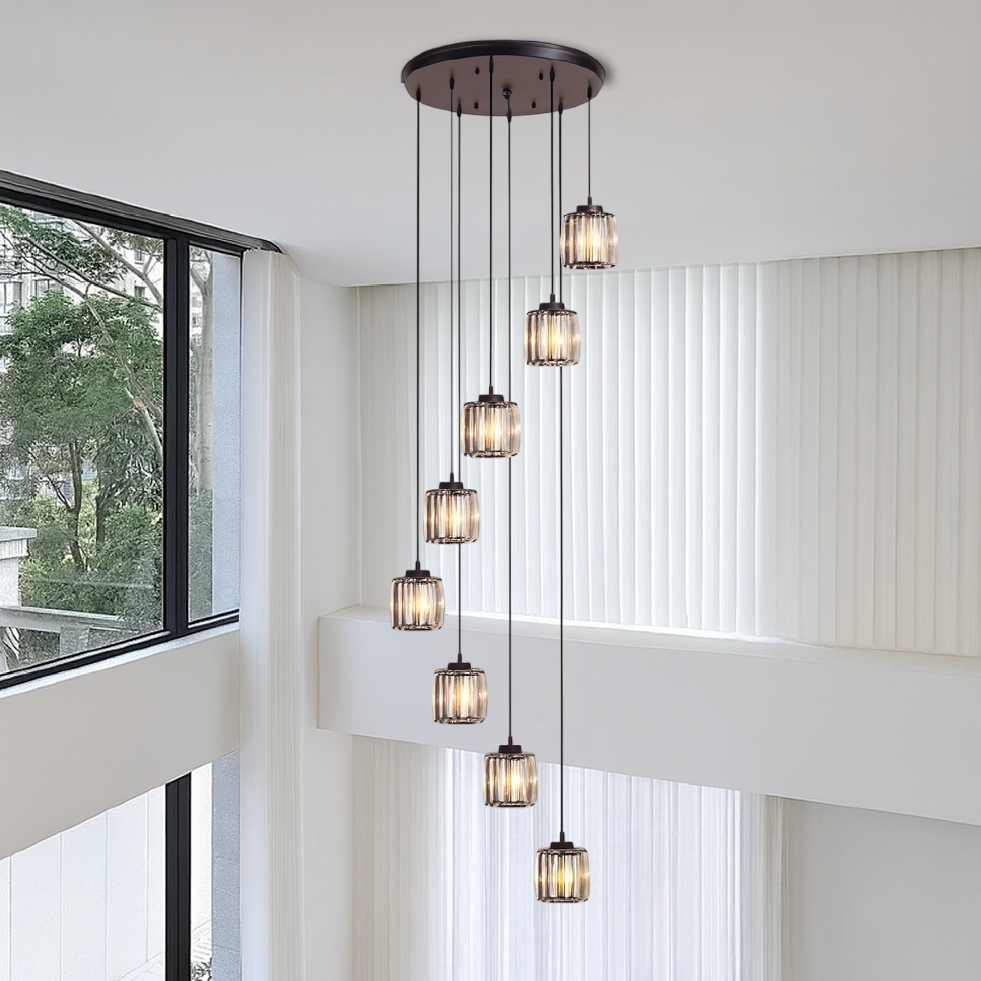 Crystal Pendant Chandelier – 5-Tier Glass Cascade Design