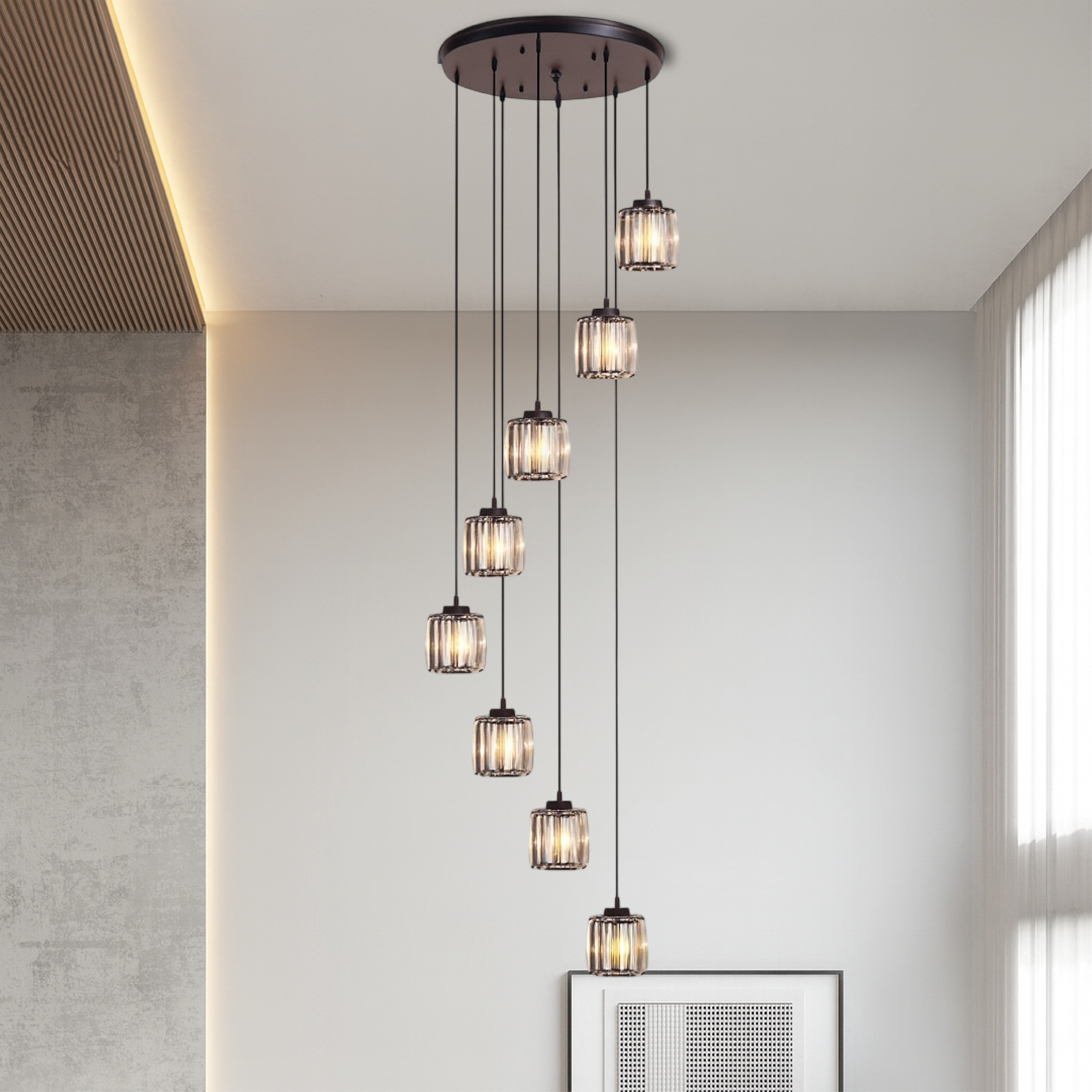 Crystal Pendant Chandelier – 5-Tier Glass Cascade Design