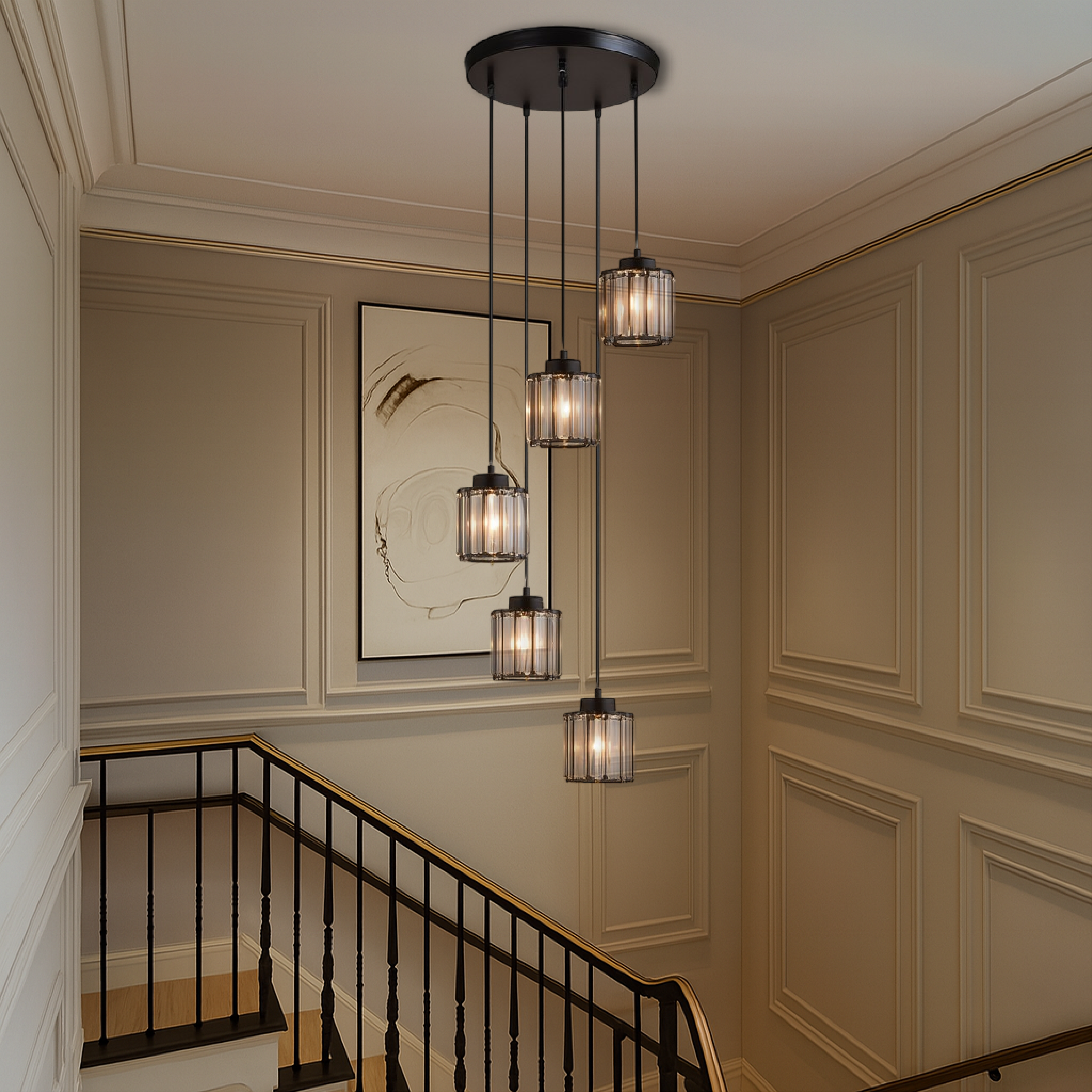 Crystal Pendant Chandelier – 5-Tier Glass Cascade Design