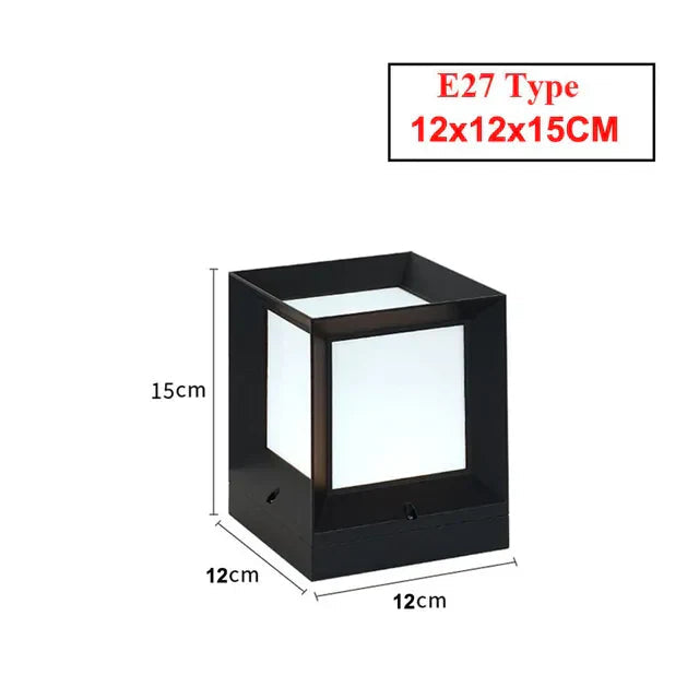 Modern Outdoor Pillar Light - Black Frame, White Diffuser
