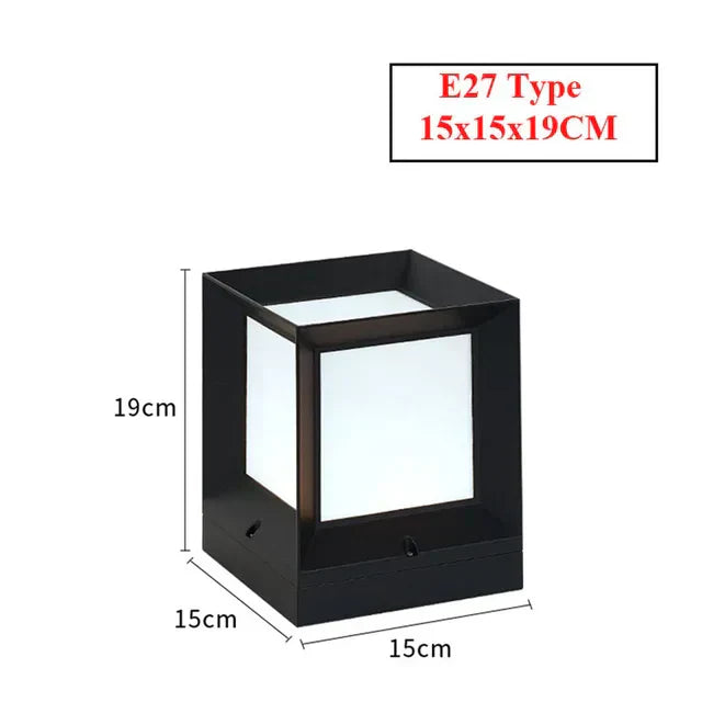 Modern Outdoor Pillar Light - Black Frame, White Diffuser