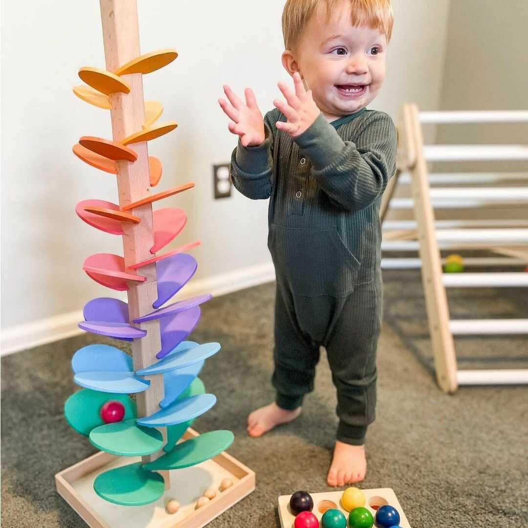 Wooden Rainbow Sound Tower - Educational Sensory Play Set