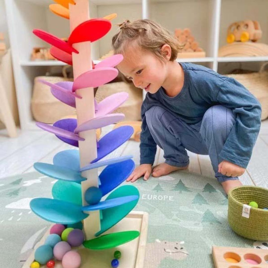 Wooden Rainbow Sound Tower - Educational Sensory Play Set