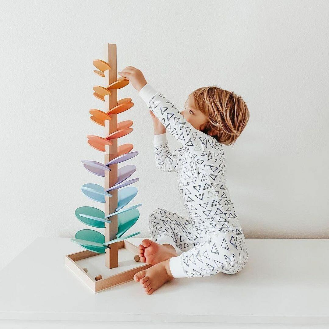 Wooden Rainbow Sound Tower - Educational Sensory Play Set