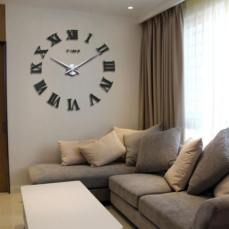 Modern Wall Clock – Roman Numeral Silver Mirror Design