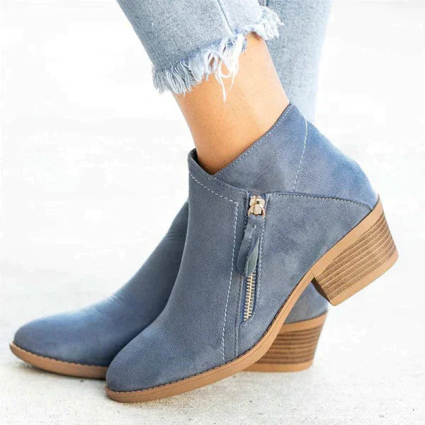 Comfort Ankle Boots - Suede Leather with Arch Support