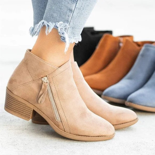 Comfort Ankle Boots - Suede Leather with Arch Support
