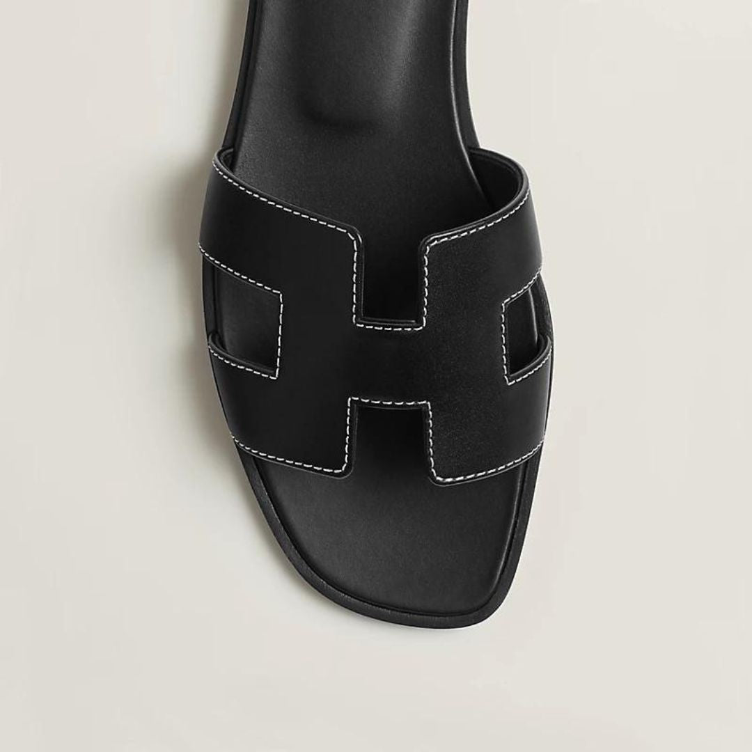Classic Leather Sandals with Cut-Out Design & Wooden Sole