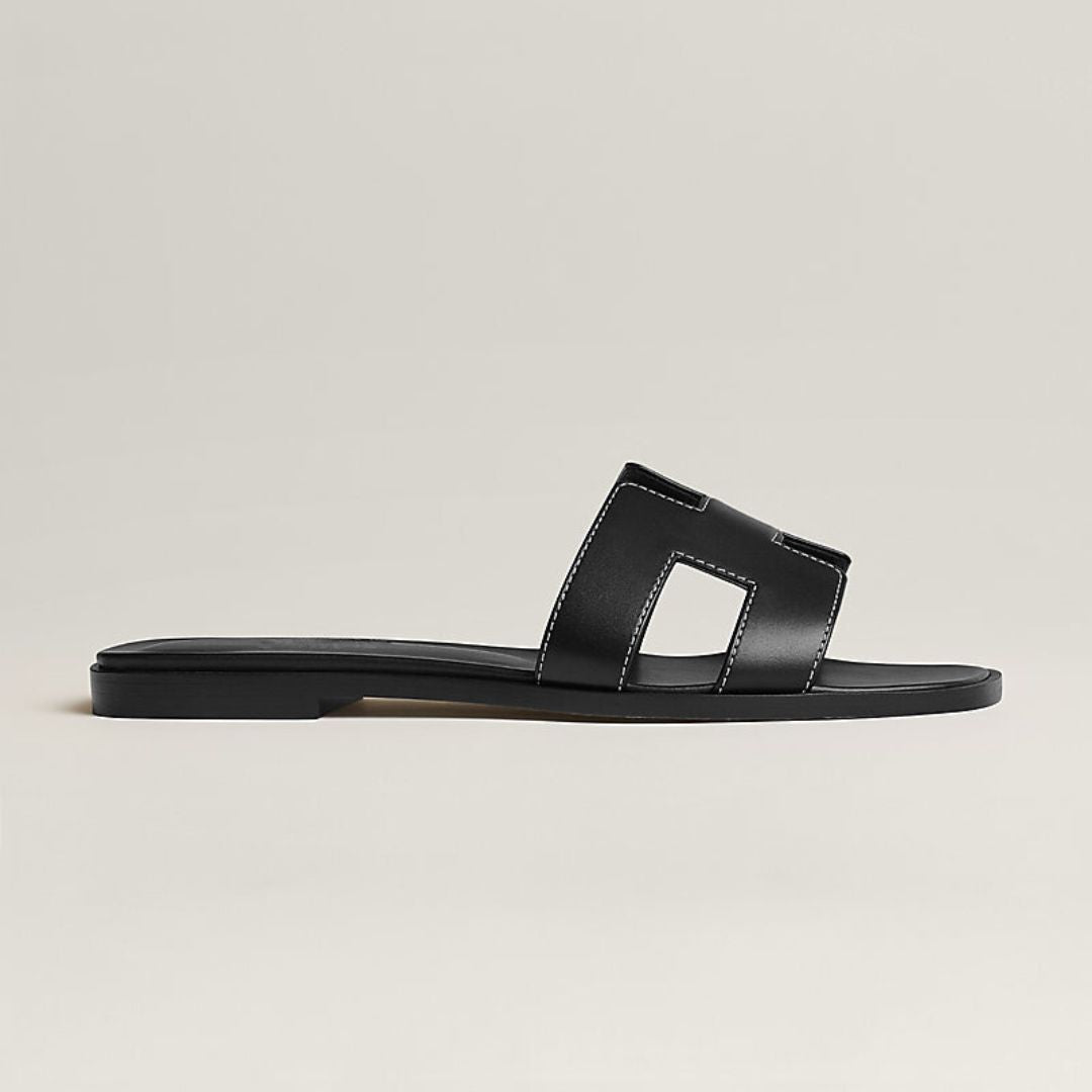 Classic Leather Sandals with Cut-Out Design & Wooden Sole