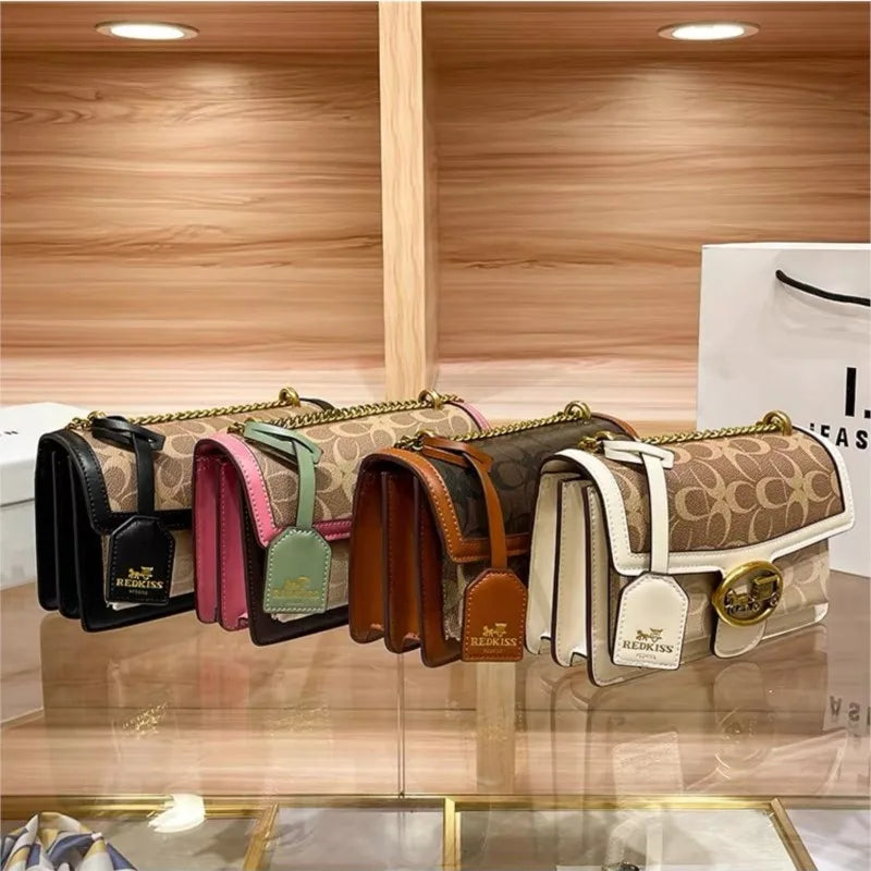 Colorblock Crossbody Bag with Gold Chain Strap