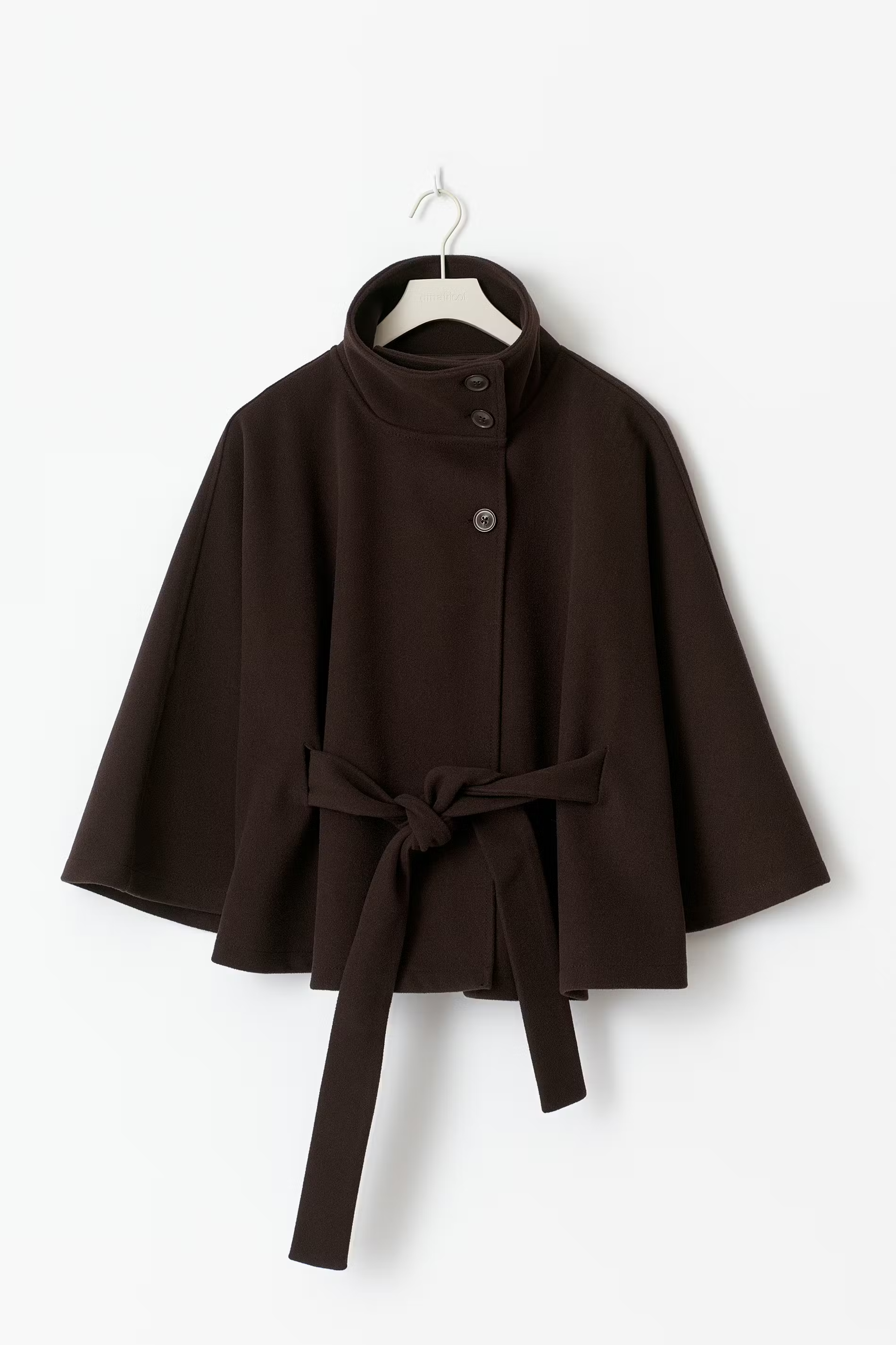 Women's Cape Coat | High Collar Button-Front Design