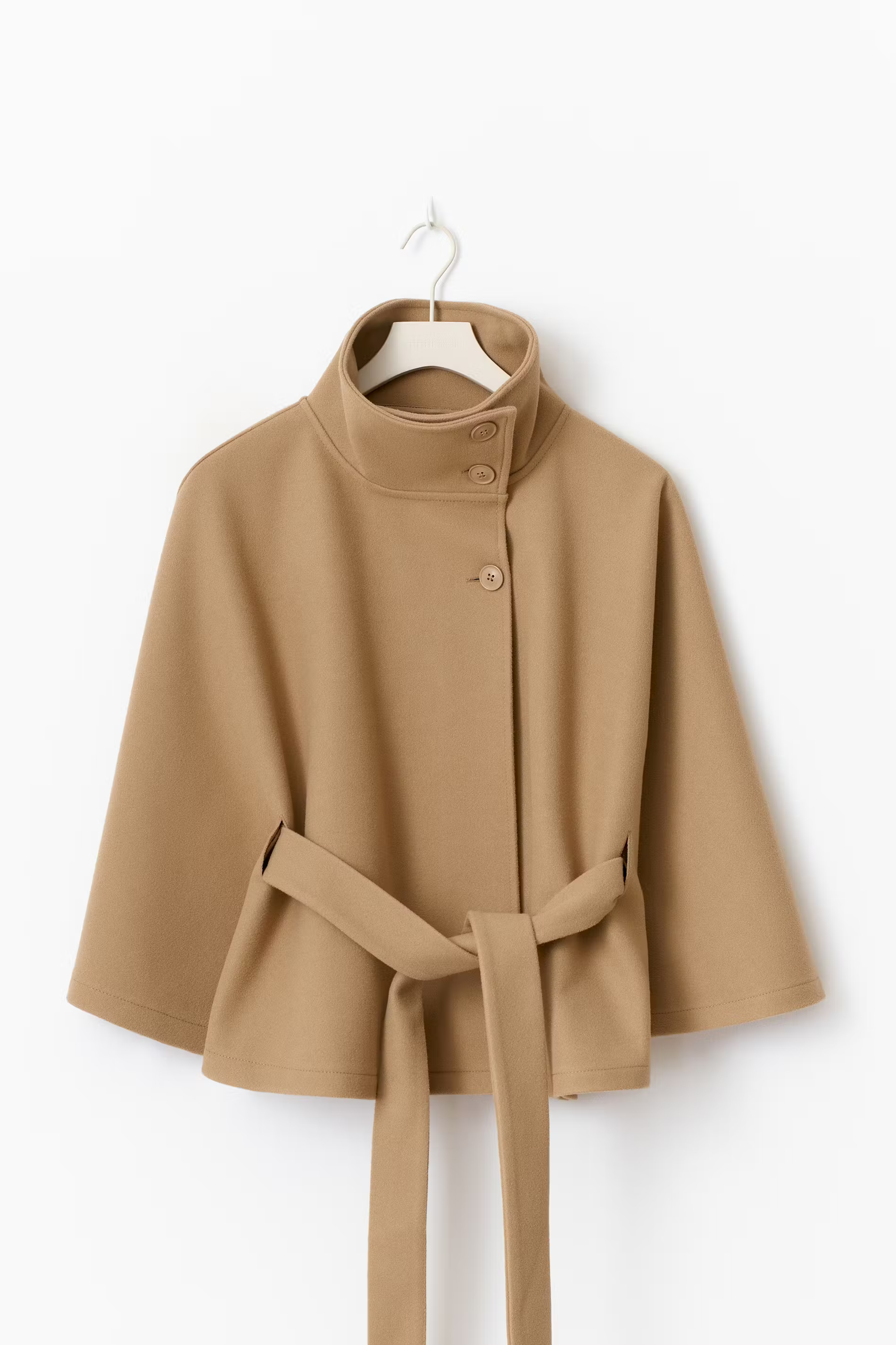 Women's Cape Coat | High Collar Button-Front Design