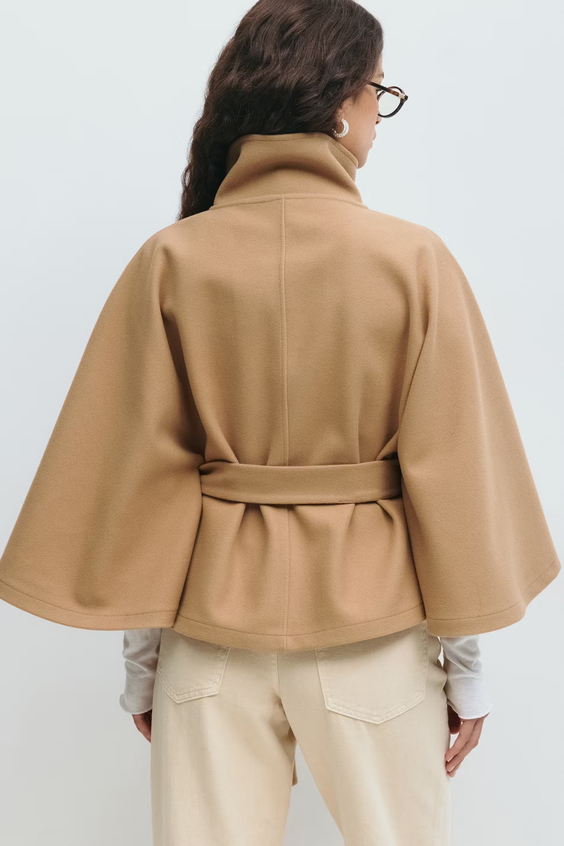 Women's Cape Coat | High Collar Button-Front Design