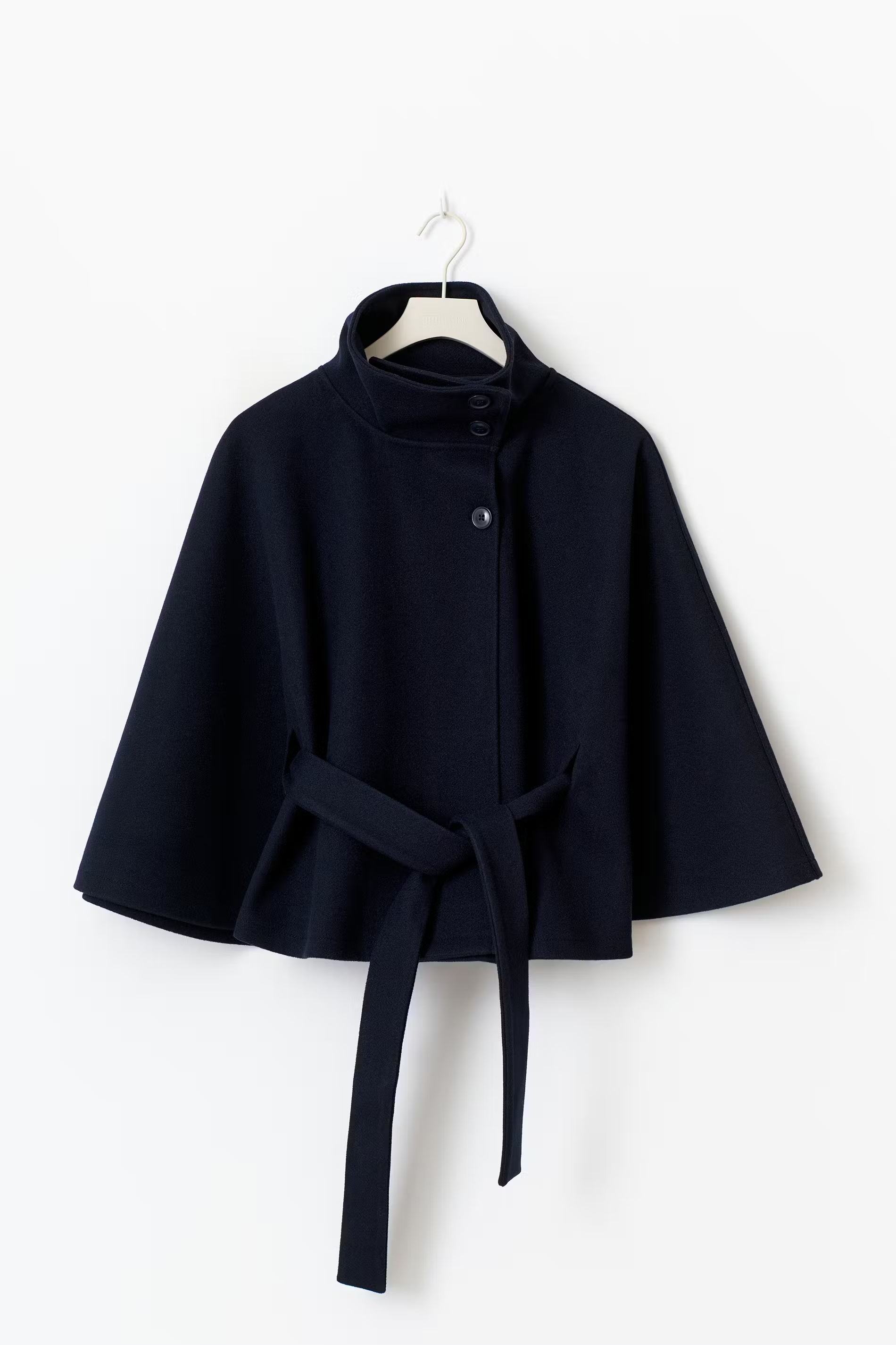 Women's Cape Coat | High Collar Button-Front Design