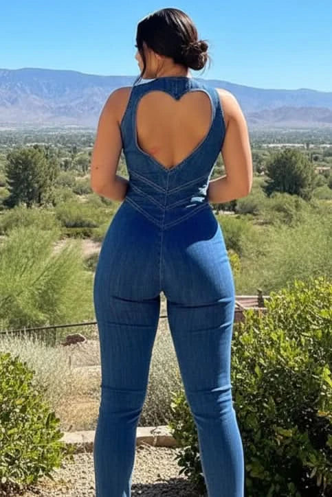 Sleek Deep V-Neck Jumpsuit with Flared Legs