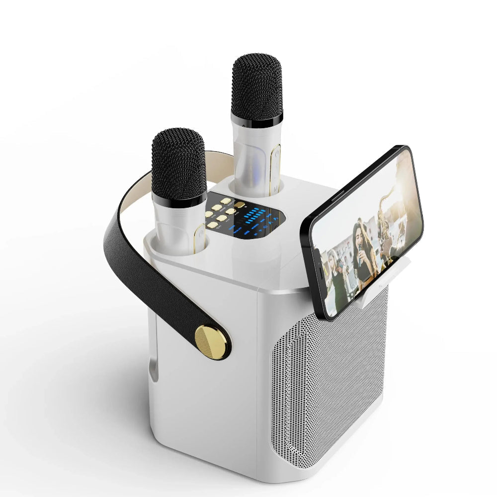Portable Karaoke Speaker with Dual Wireless Microphones & 360° Sound
