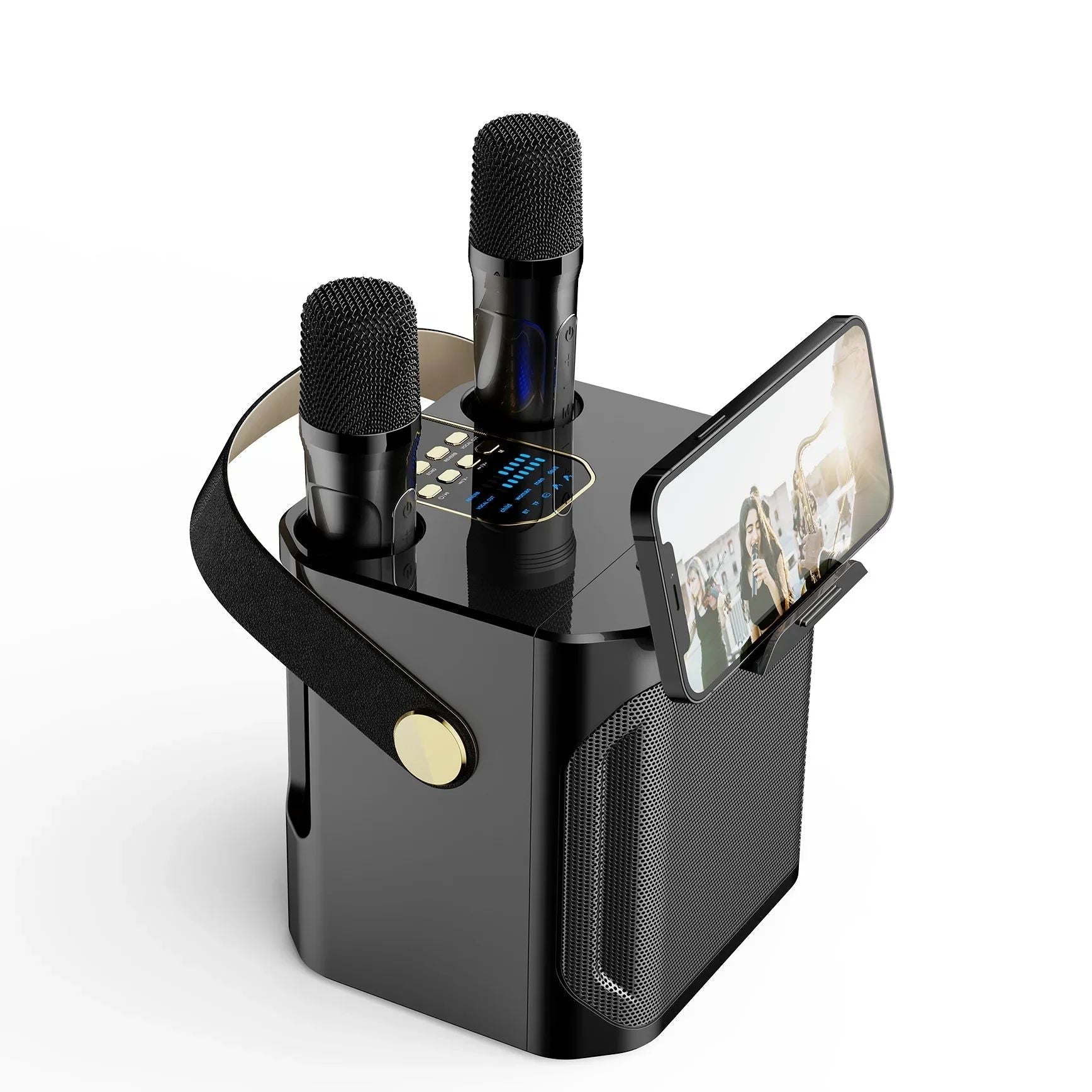 Portable Karaoke Speaker with Dual Wireless Microphones & 360° Sound