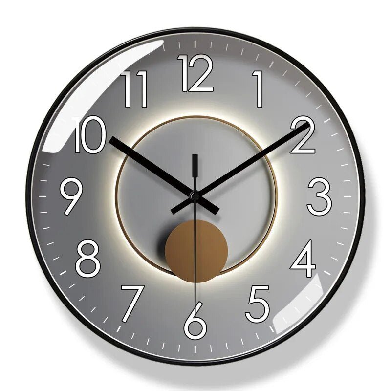 Modern Nordic-Style Wall Clock - Black Frame, Quartz Movement