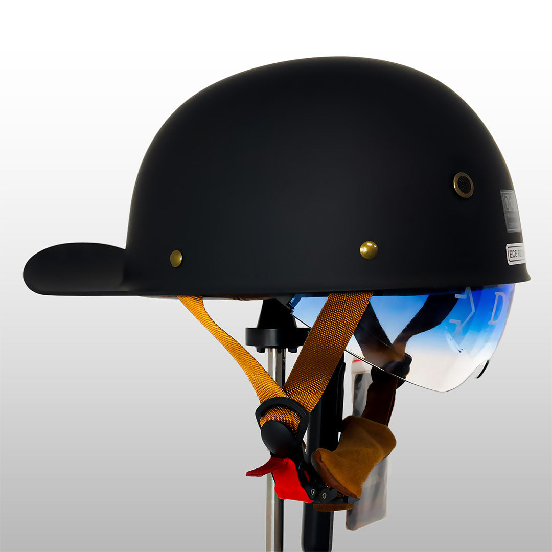 Motorcycle Baseball Cap Helmet - Half Helmet with Golden Wings