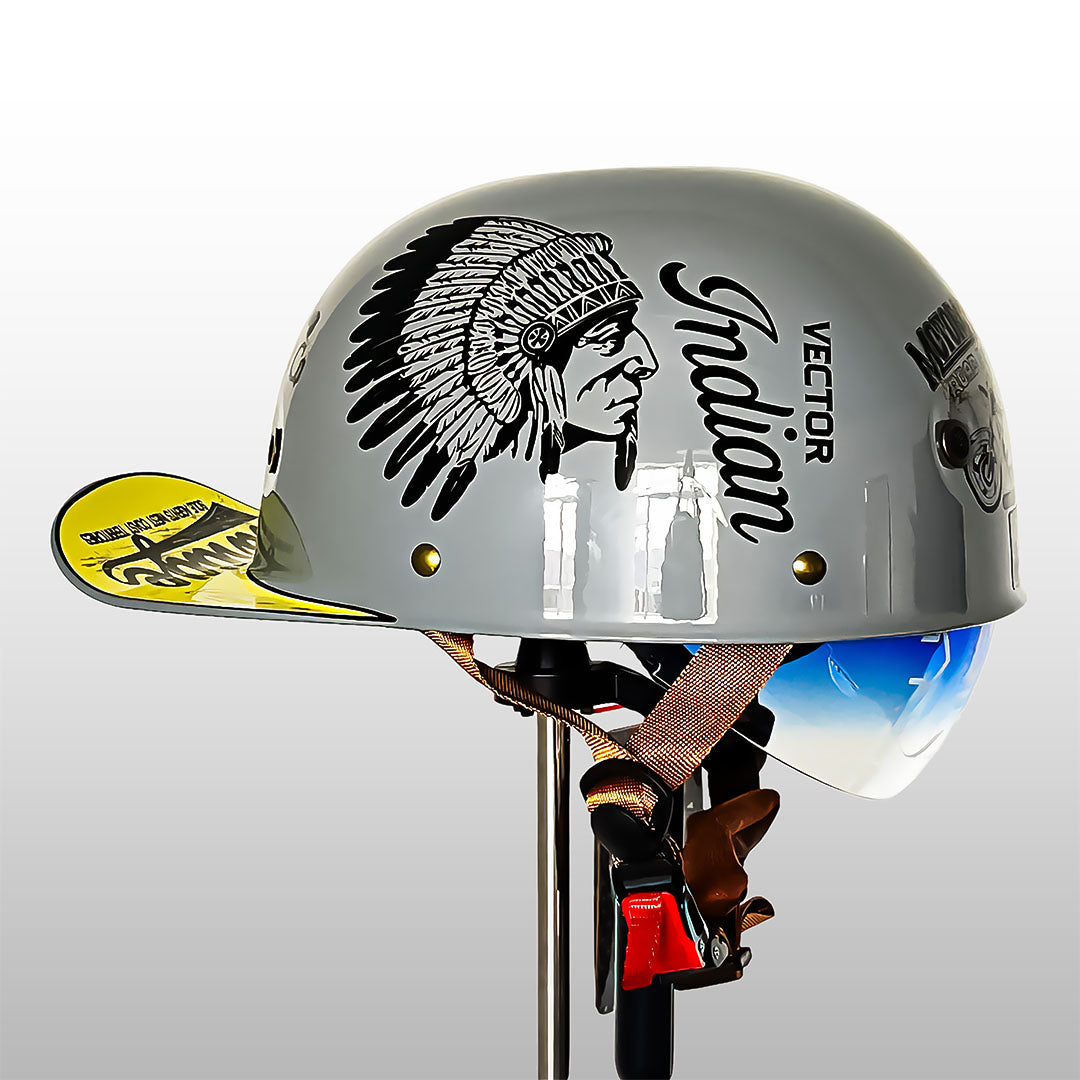 Motorcycle Baseball Cap Helmet - Half Helmet with Golden Wings