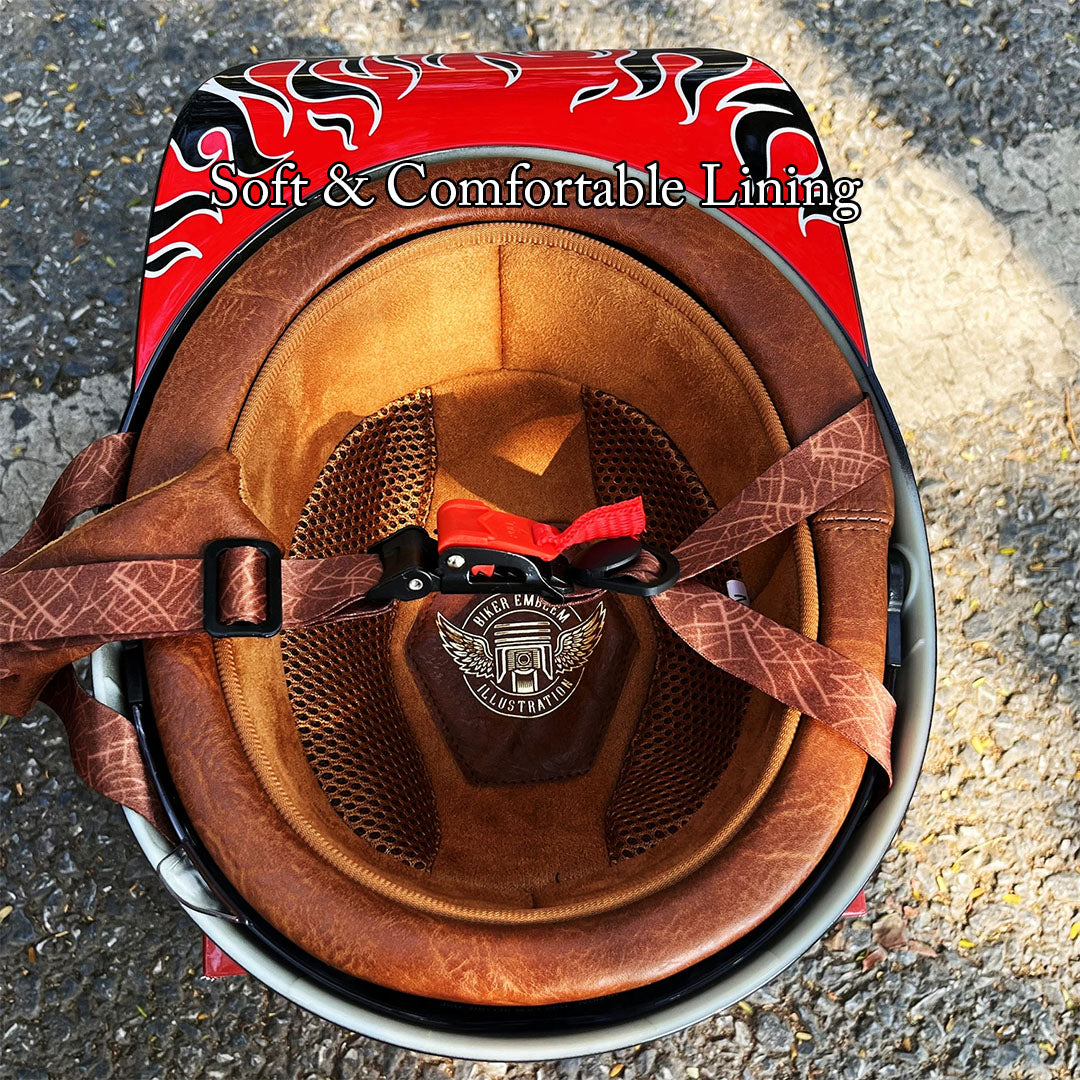 Motorcycle Baseball Cap Helmet - Half Helmet with Golden Wings