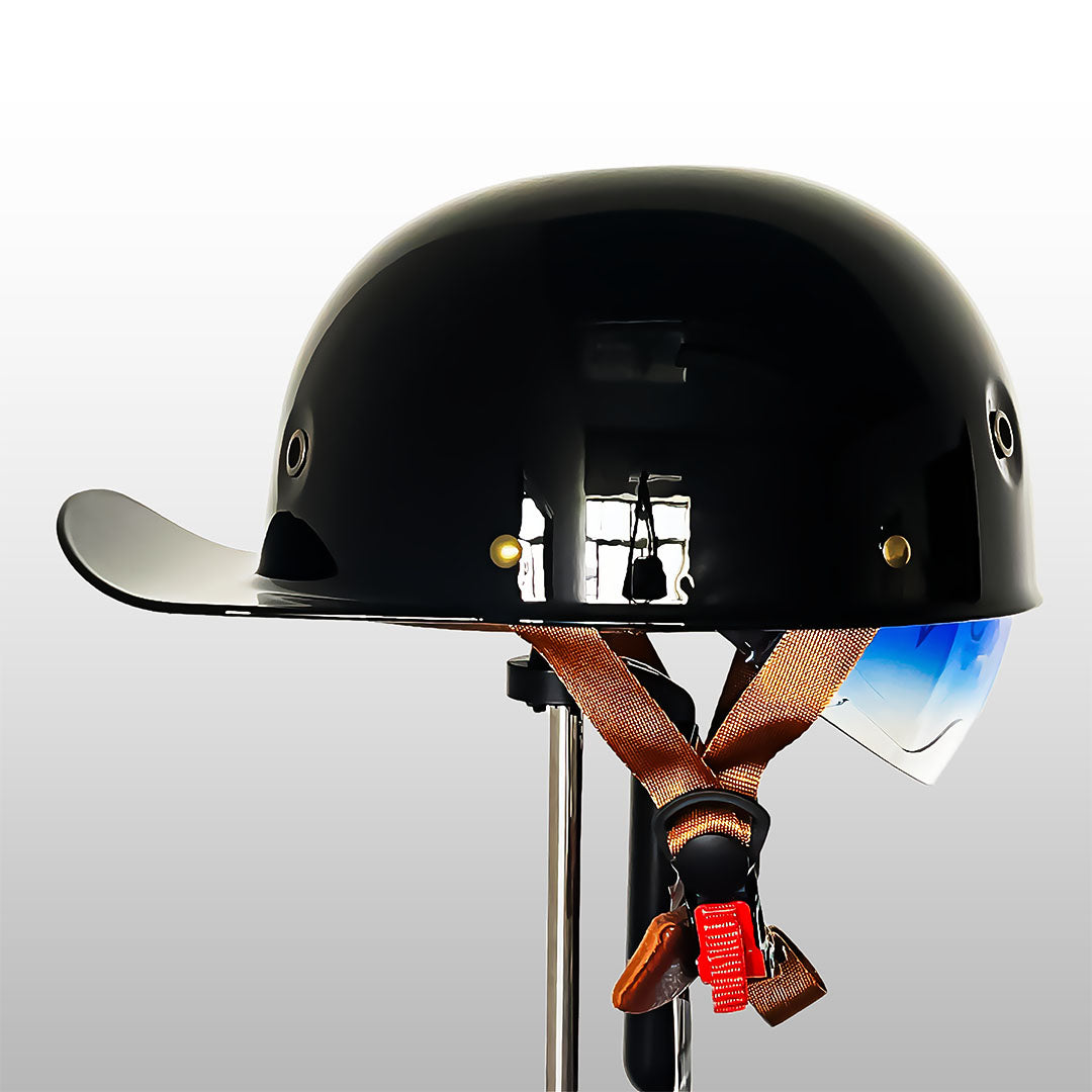 Motorcycle Baseball Cap Helmet - Half Helmet with Golden Wings