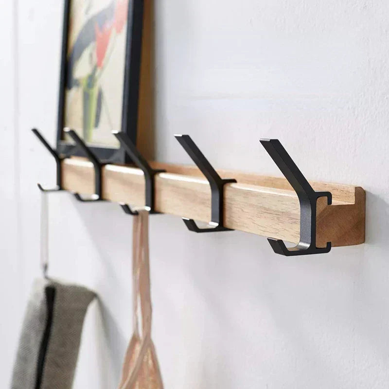 Nordivo Scandinavian Wall Coat Rack with Movable Hooks