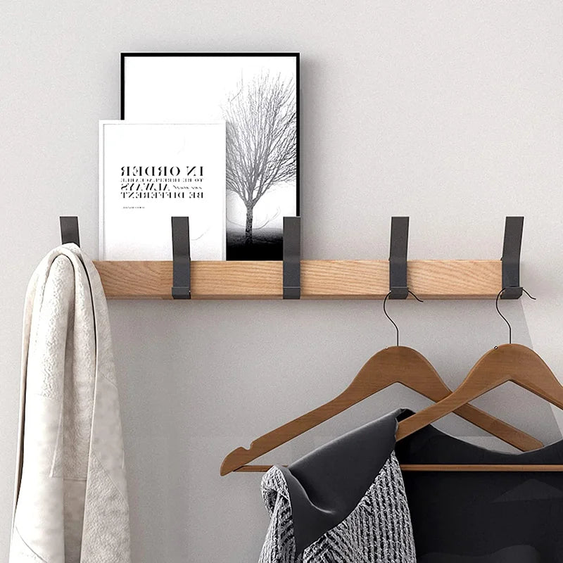 Nordivo Scandinavian Wall Coat Rack with Movable Hooks