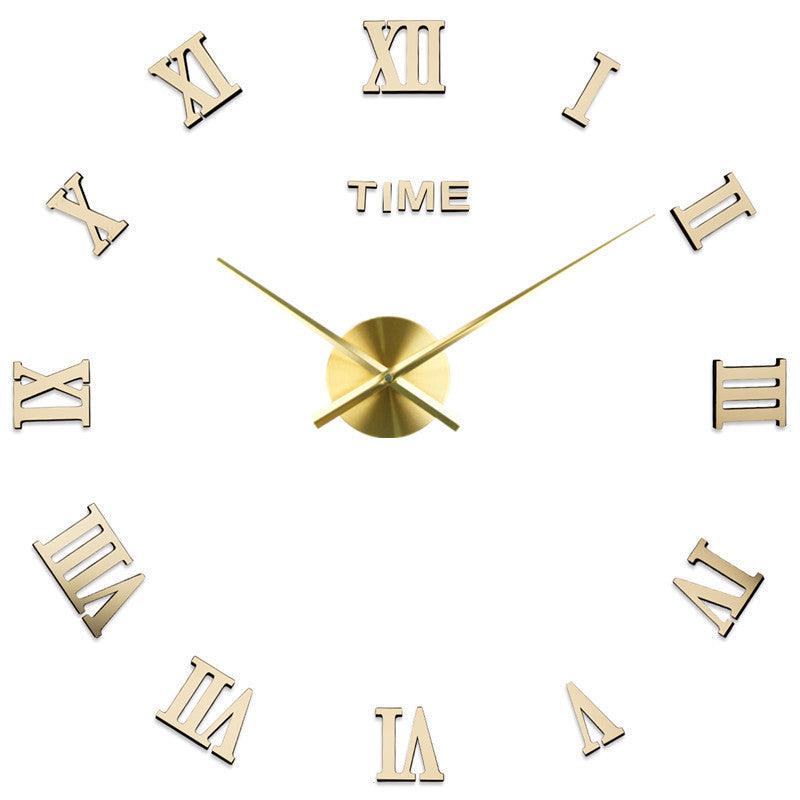 Modern Wall Clock – Roman Numeral Silver Mirror Design