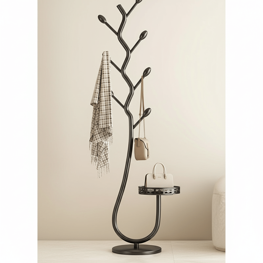 Black Iron Tree Coat Rack Stand, Branch Design