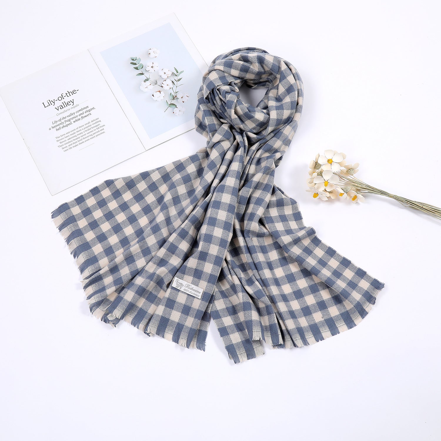Women's Cosy Check Scarf - Classic Black & White Wrap