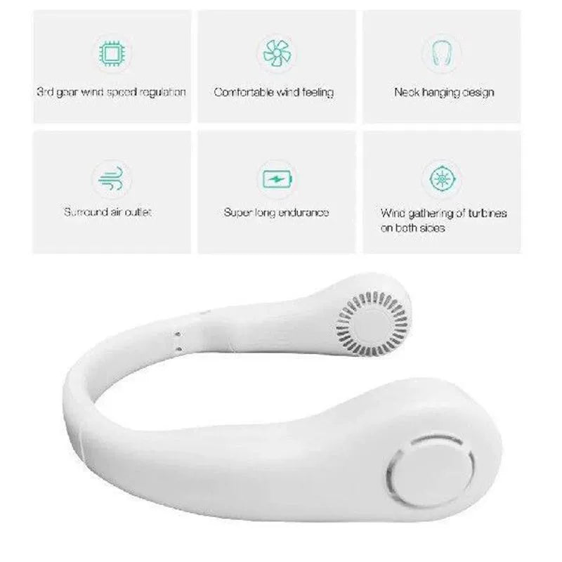 Ergonomic U-Shaped Neck Fan with Bladeless Airflow
