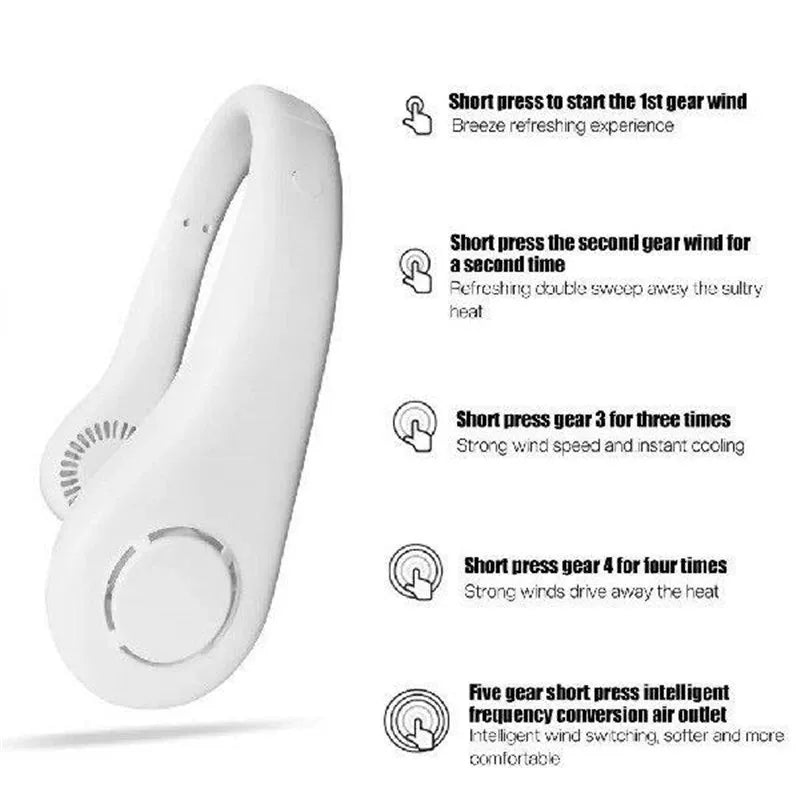 Ergonomic U-Shaped Neck Fan with Bladeless Airflow