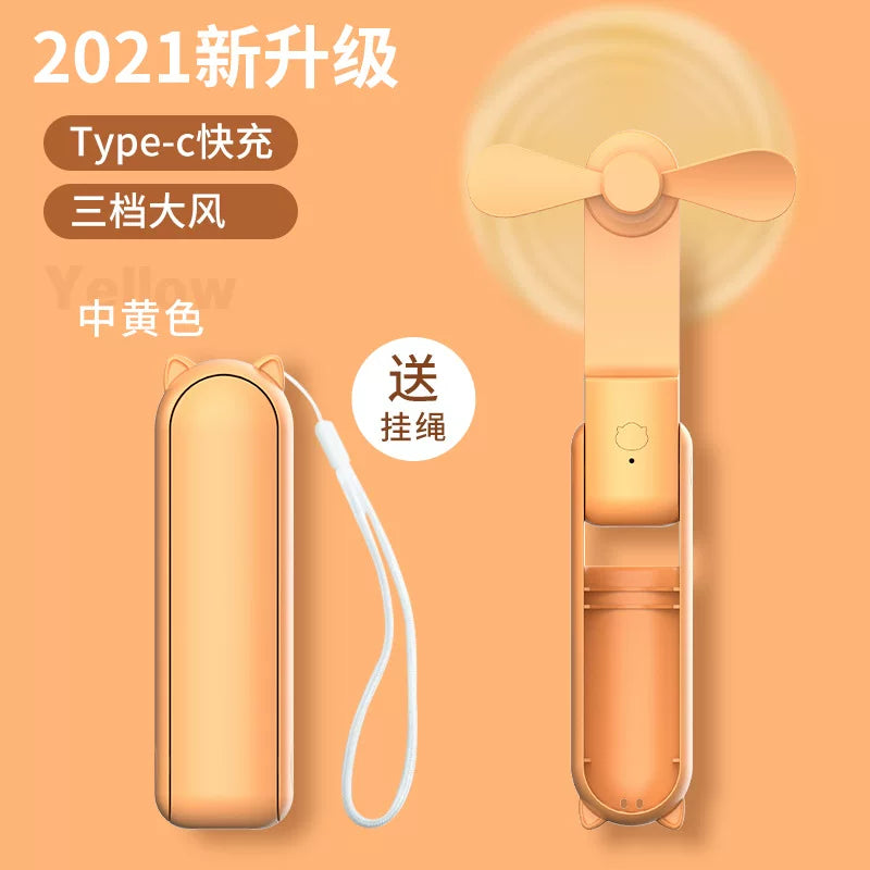 Foldable 3-in-1 Handheld Fan with Power Bank & USB Ports