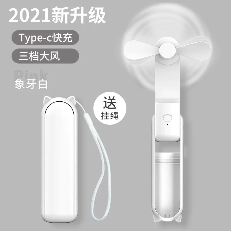 Foldable 3-in-1 Handheld Fan with Power Bank & USB Ports