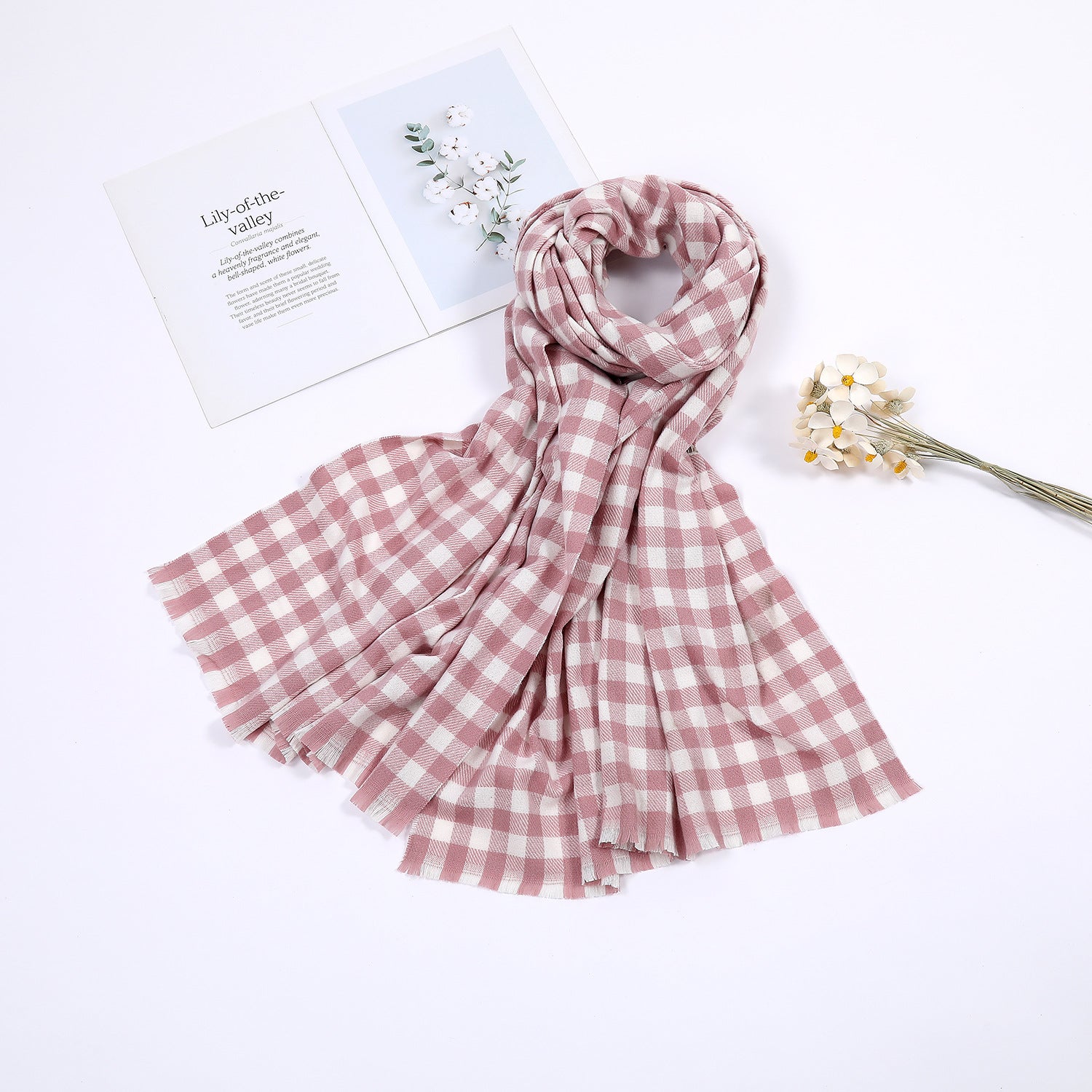 Women's Cosy Check Scarf - Classic Black & White Wrap