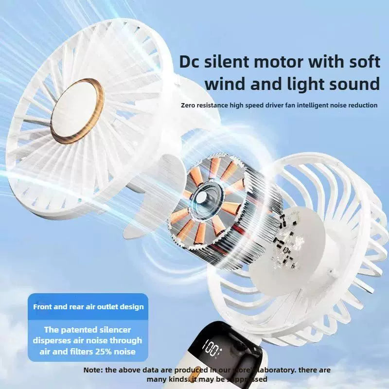 Foldable Rechargeable Hand Fan with LED Display & Charging Base