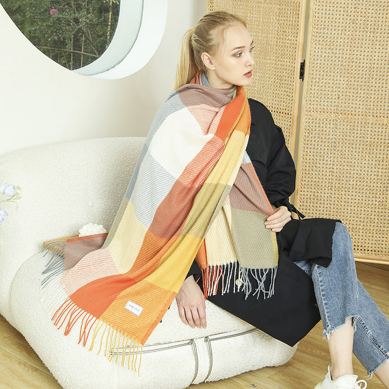 Women's Cosy Check Throw Blanket - Soft Warm Wrap
