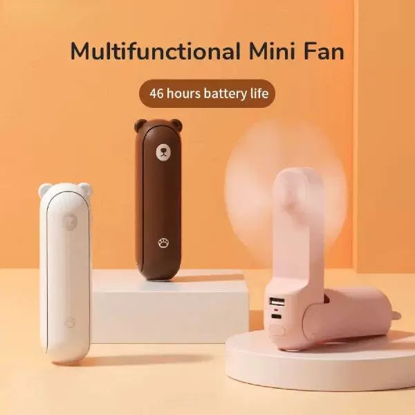 Foldable Portable Mini Fan with USB Power Bank & Lanyard