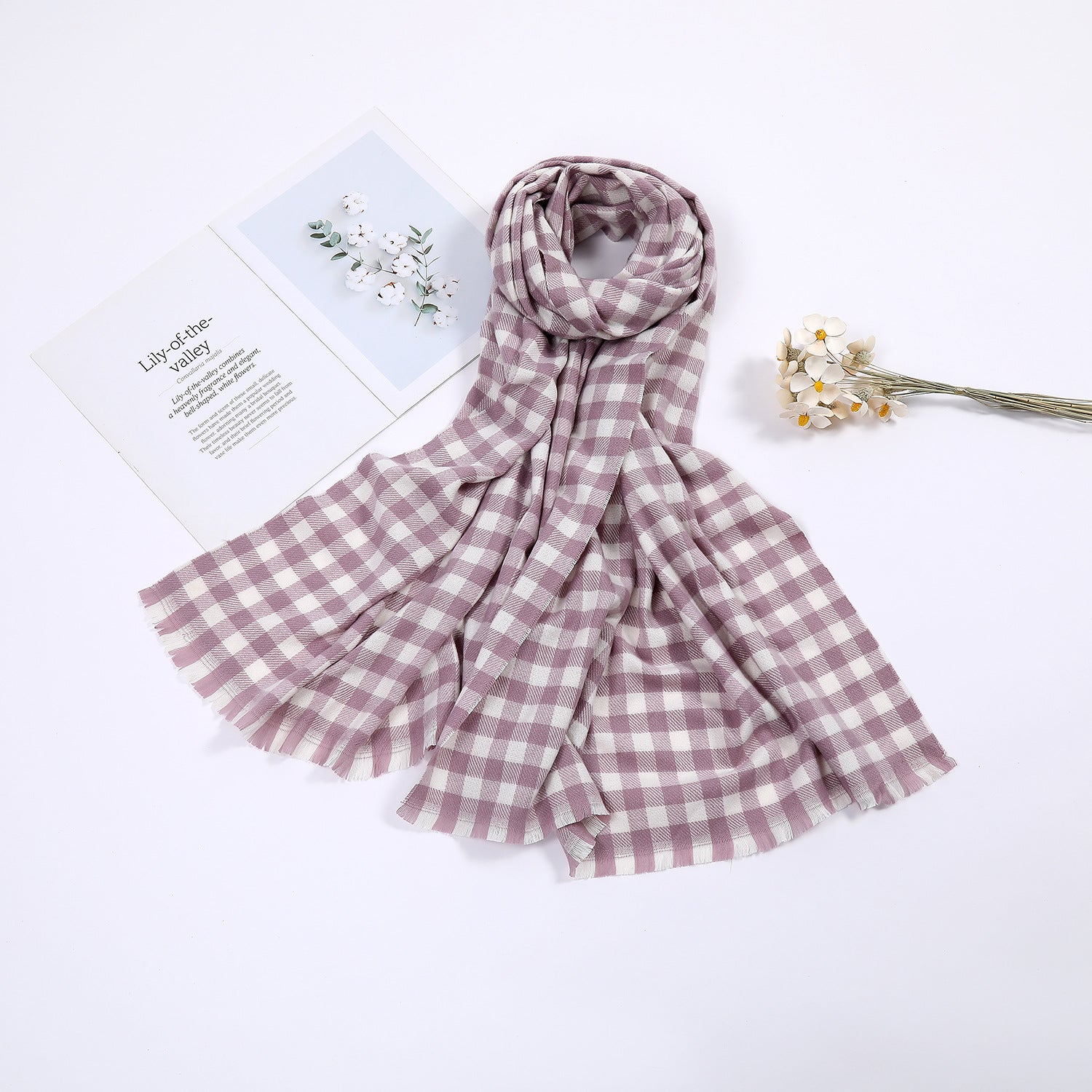 Women's Cosy Check Scarf - Classic Black & White Wrap