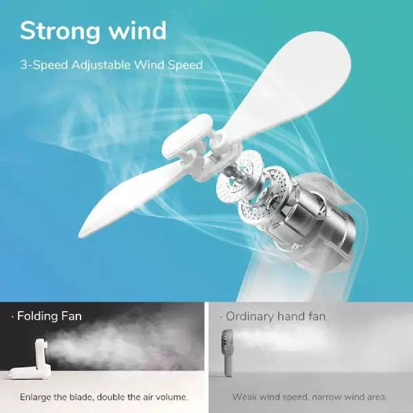 Foldable Portable Mini Fan with USB Power Bank & Lanyard