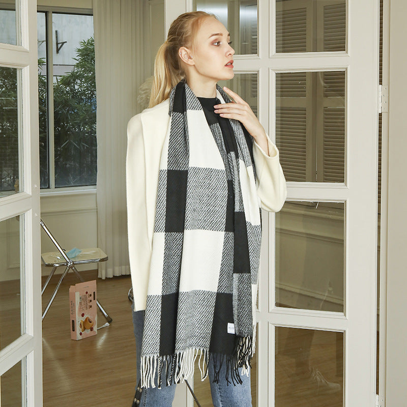 Women's Cosy Check Throw Blanket - Soft Warm Wrap