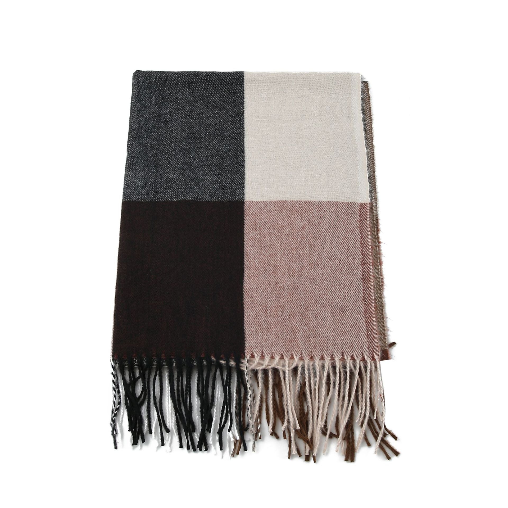 Women's Patterned Scarf with Fringe - Soft Winter Accessory