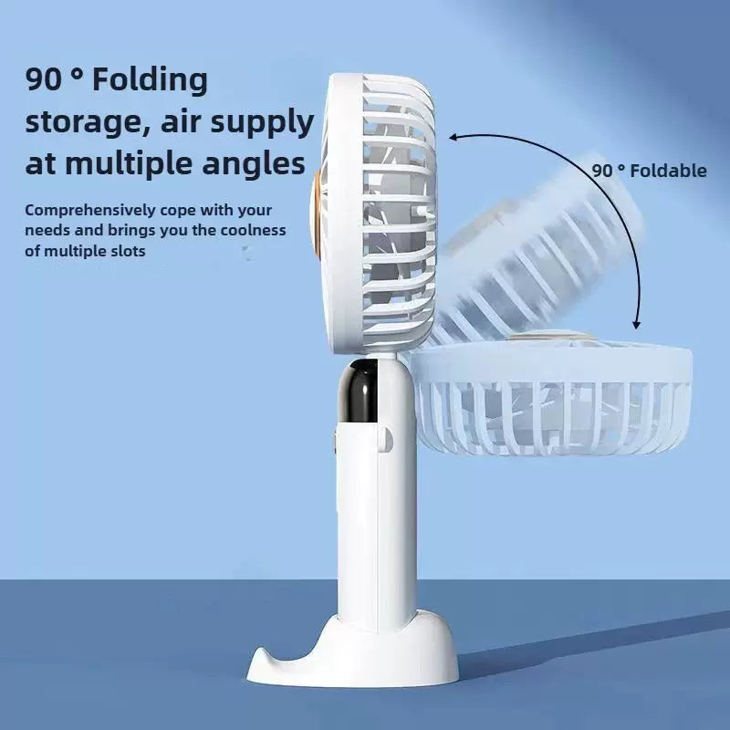 Foldable Rechargeable Hand Fan with LED Display & Charging Base