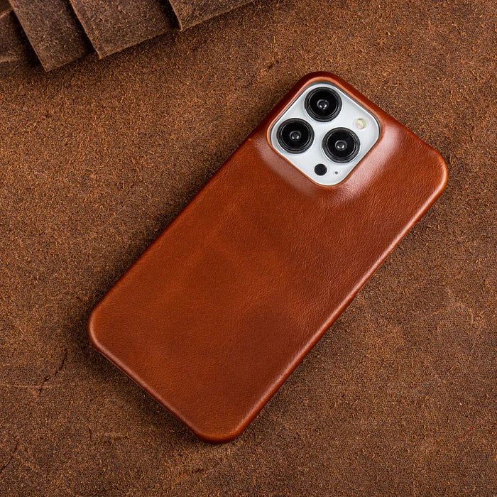 Oil Wax Genuine Leather iPhone Case (13–16, MagSafe Compatible)