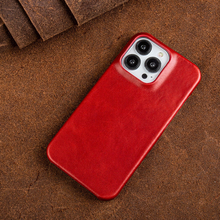 Oil Wax Genuine Leather iPhone Case (13–16, MagSafe Compatible)