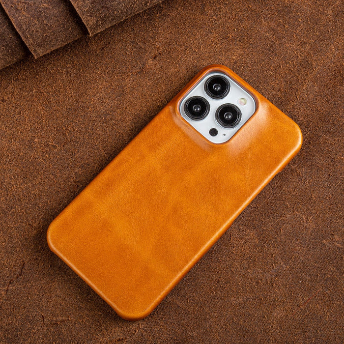 Oil Wax Genuine Leather iPhone Case (13–16, MagSafe Compatible)
