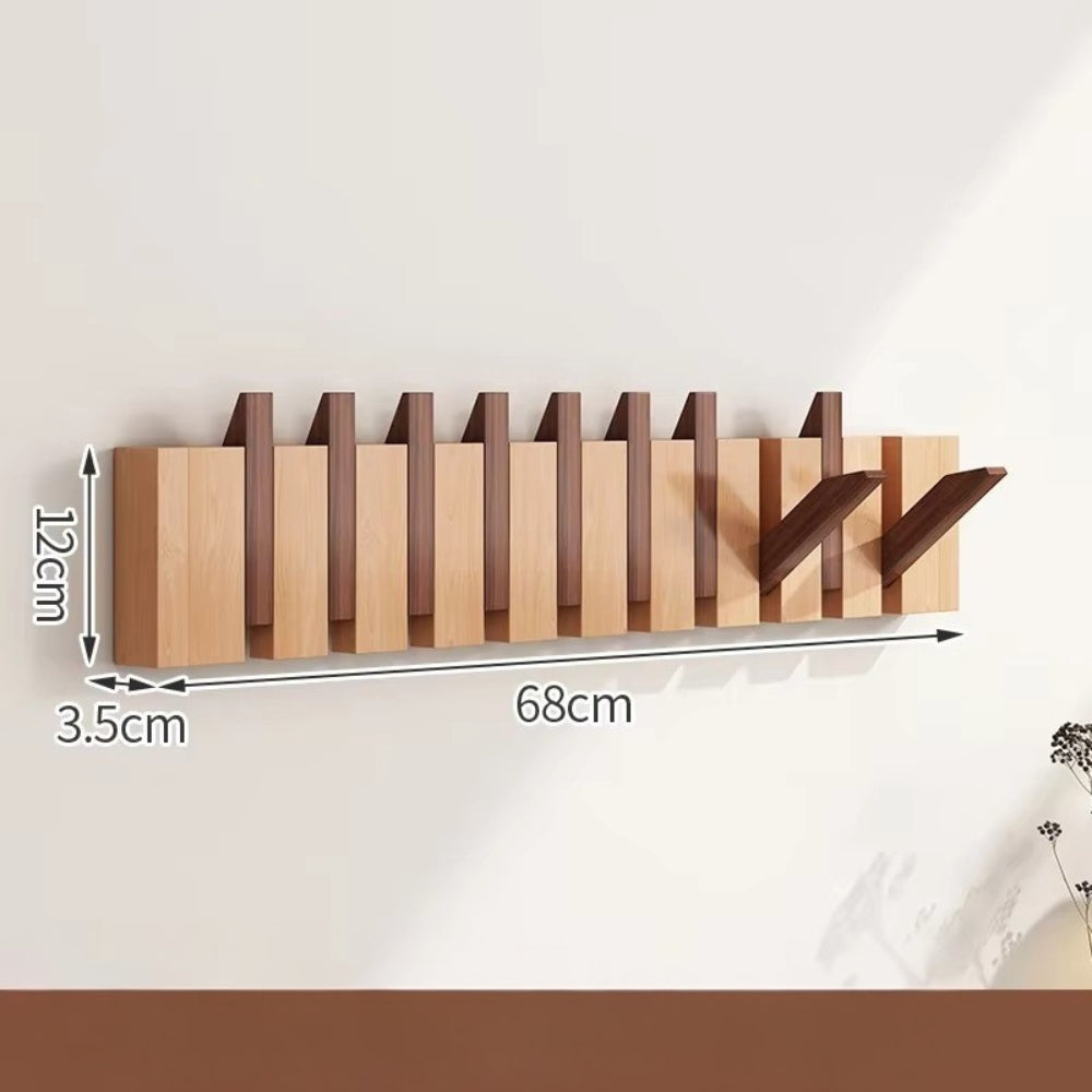 Piano-Inspired Wooden Flip Hook Wall Rack