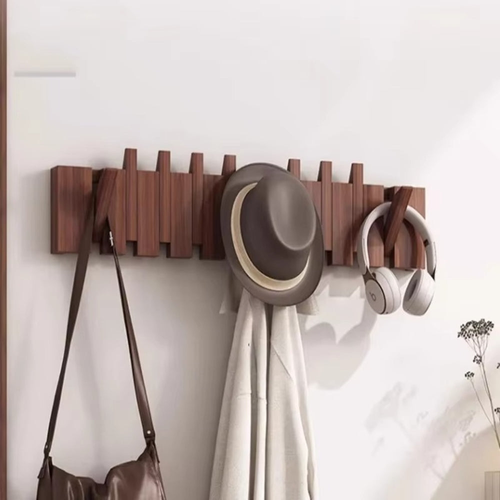Piano-Inspired Wooden Flip Hook Wall Rack