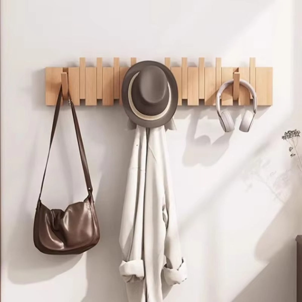 Piano-Inspired Wooden Flip Hook Wall Rack